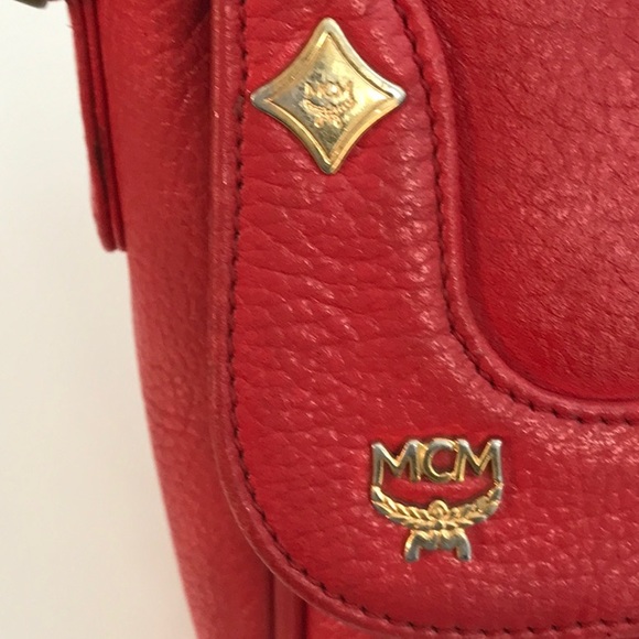 MCM (MICHEAL CORMER MILAN) AUTHENTIC RED LEATHER BAG - Picture 8 of 14